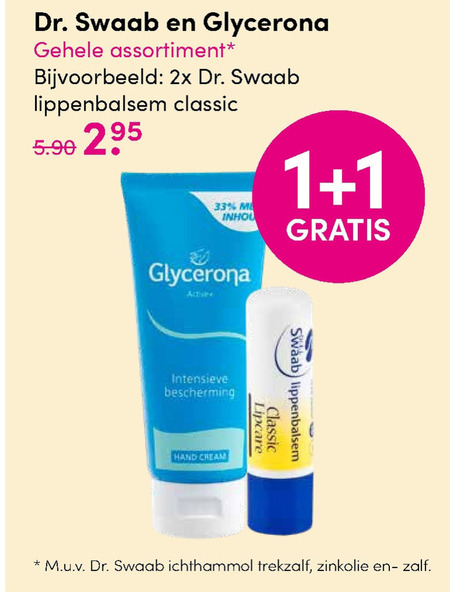 Dr Swaab   handcreme, lippenbalsem folder aanbieding bij  DA - details