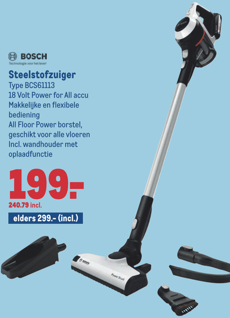 Bosch   steelstofzuiger folder aanbieding bij  Makro - details