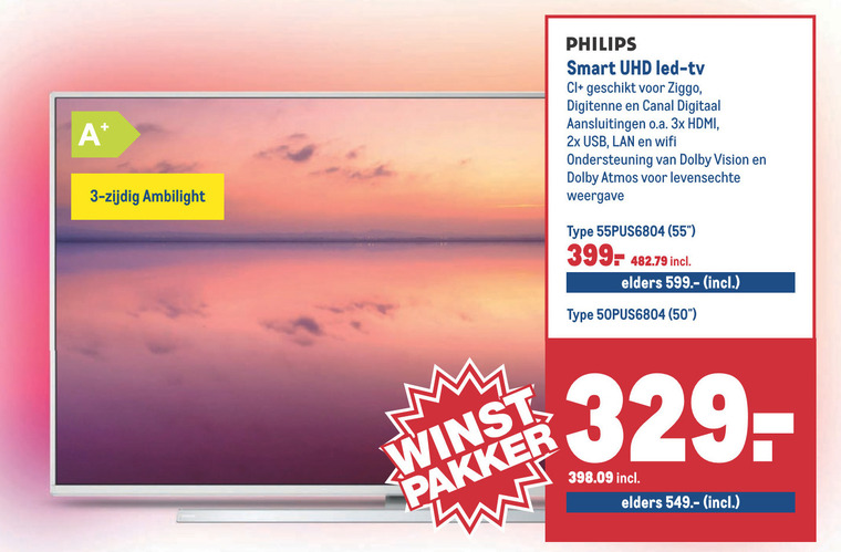 Philips   4k ultrahd televisies folder aanbieding bij  Makro - details