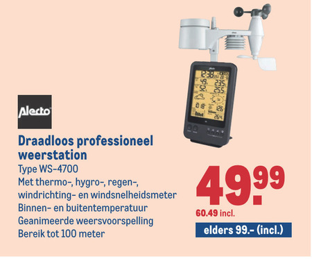 Alecto   weerstation folder aanbieding bij  Makro - details