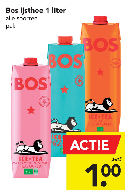 BOS   ice tea folder aanbieding bij  Deen - details