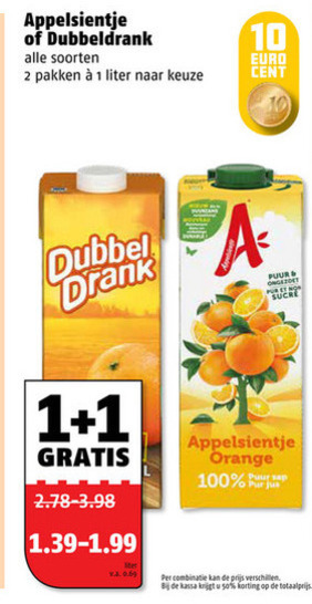 Dubbeldrank   fruitdrank folder aanbieding bij  Poiesz - details