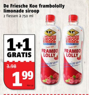 De Friesche Koe   limonadesiroop folder aanbieding bij  Poiesz - details