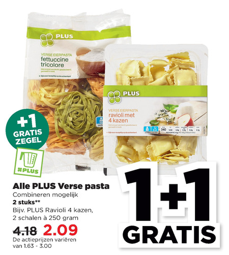 Plus Huismerk   fettucini, pasta folder aanbieding bij  Plus - details