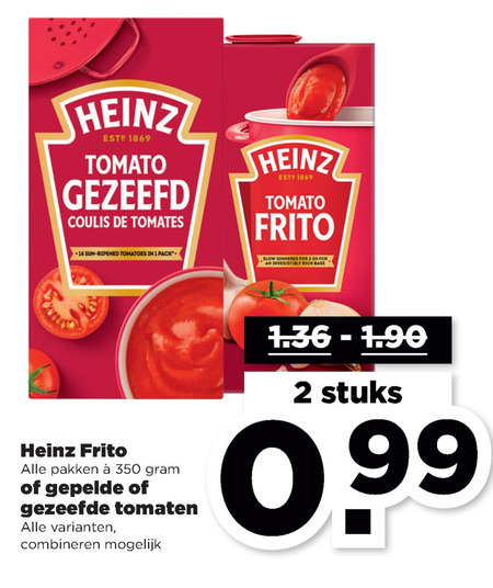 Heinz   tomatenpuree, tomatenblokjes folder aanbieding bij  Plus - details