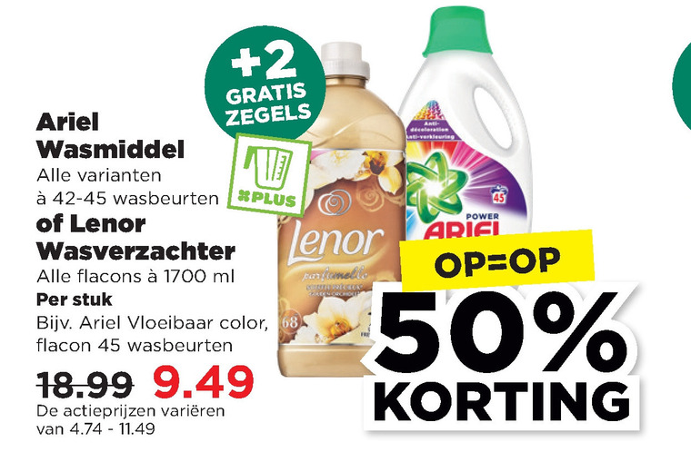 Lenor   wasverzachter, wasmiddel folder aanbieding bij  Plus - details