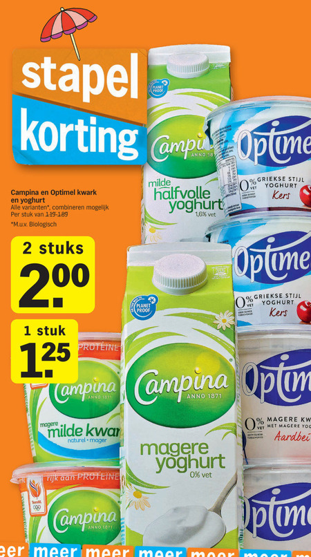 Optimel   vruchtenyoghurt, kwark folder aanbieding bij  Albert Heijn - details