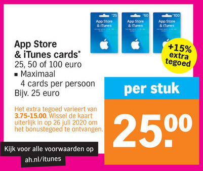 Apple   itunes kaart folder aanbieding bij  Albert Heijn - details