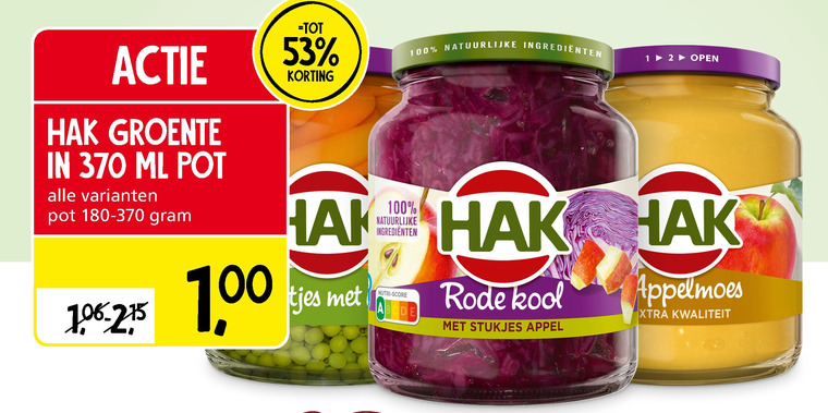 Hak   appelmoes, groenteconserven folder aanbieding bij  Jan Linders - details