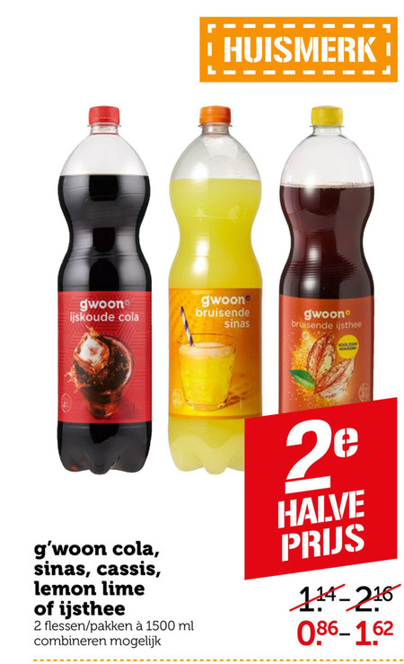 Gwoon   ice tea, cola folder aanbieding bij  Coop - details