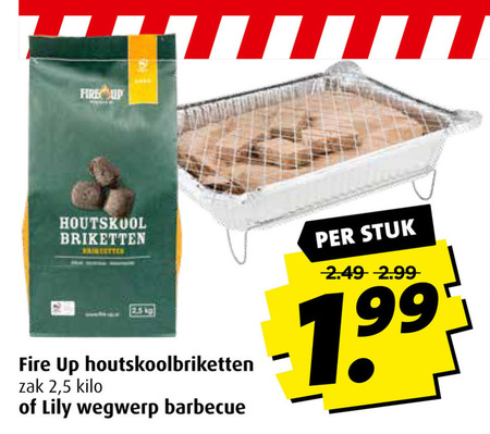 Fire Up   wegwerpbarbecue, briketten folder aanbieding bij  Boni - details