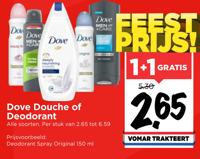 Dove   douchegel, deodorant folder aanbieding bij  Vomar - details