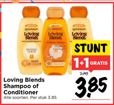 Garnier Loving Blends   conditioner, shampoo folder aanbieding bij  Vomar - details