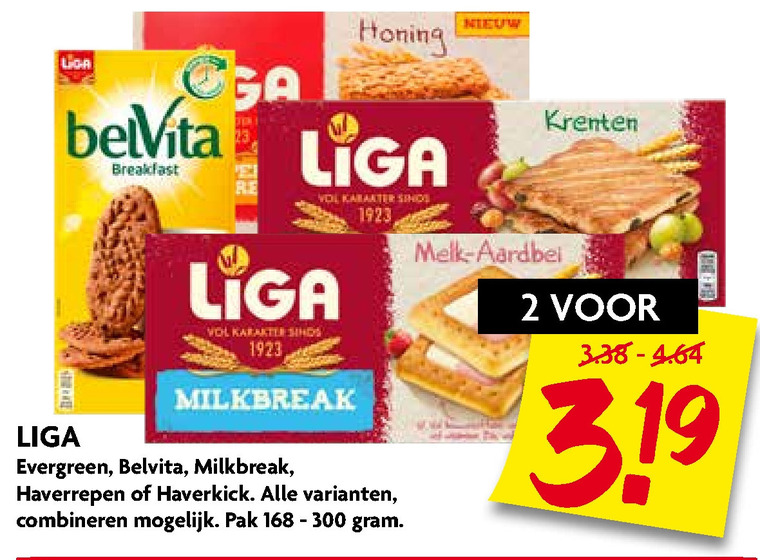 Liga   melkbiscuit, muesli reep folder aanbieding bij  Dekamarkt - details