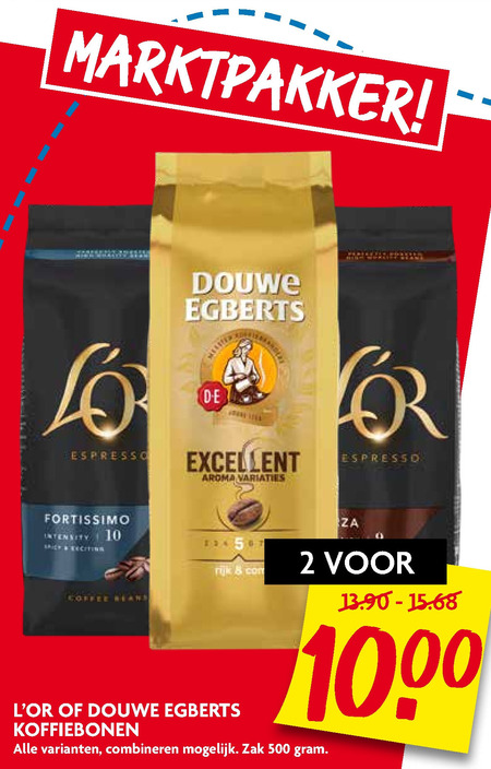 Douwe Egberts   koffiebonen folder aanbieding bij  Dekamarkt - details