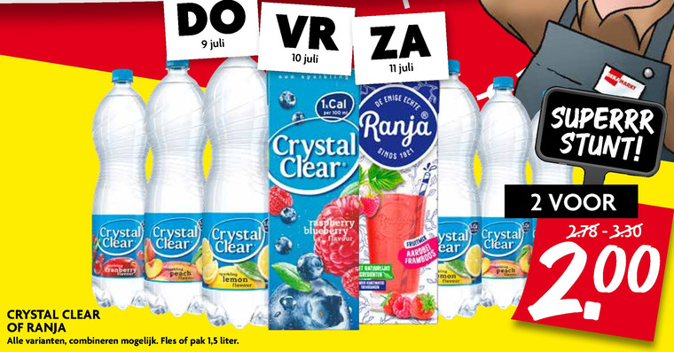 Crystal Clear   fruitdrank folder aanbieding bij  Dekamarkt - details