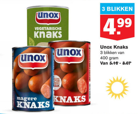 Unox   knakworst folder aanbieding bij  Hoogvliet - details