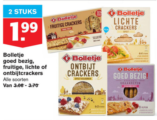 Bolletje   crackers, mueslireep folder aanbieding bij  Hoogvliet - details