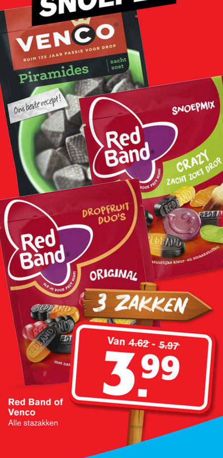 Red Band   snoep, drop folder aanbieding bij  Hoogvliet - details