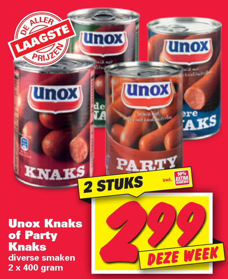 Unox   knakworst folder aanbieding bij  Nettorama - details