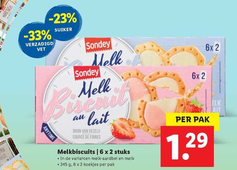 Sondey   melkbiscuit folder aanbieding bij  Lidl - details