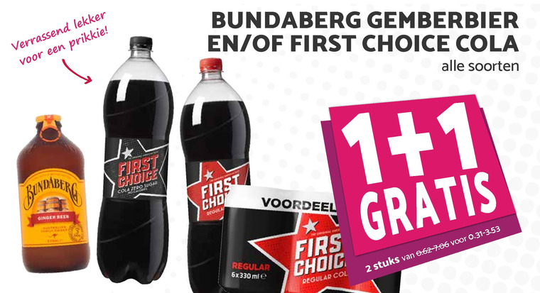 First Choice   frisdrank, cola folder aanbieding bij  Boons Markt - details