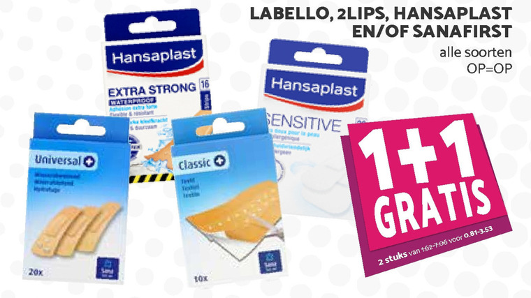 Hansaplast   pleister, lippenbalsem folder aanbieding bij  Boons Markt - details