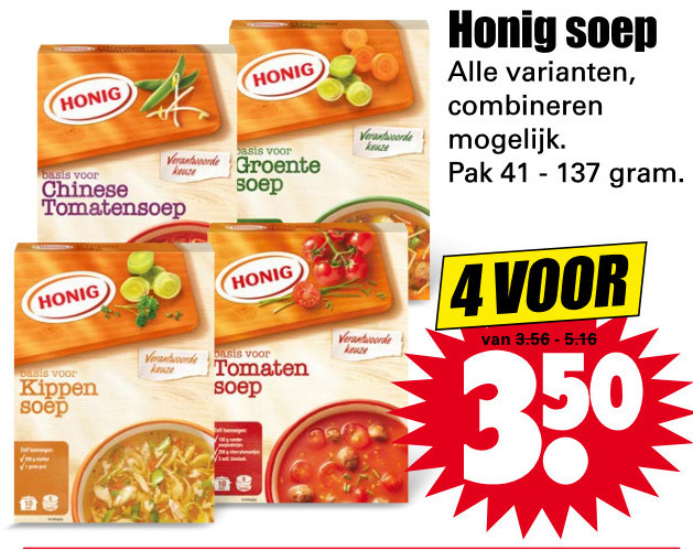 Honig   soep folder aanbieding bij  Dirk - details