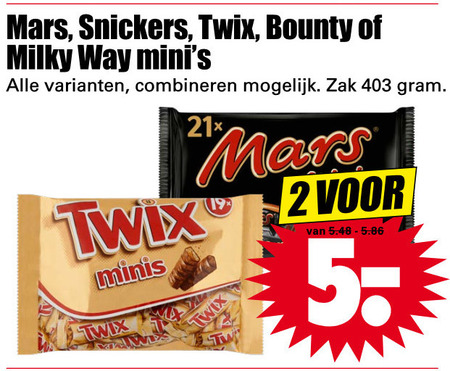 Milky Way   mini chocoladerepen folder aanbieding bij  Dirk - details