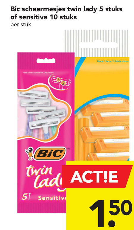 Bic   wegwerpscheermesjes folder aanbieding bij  Deen - details