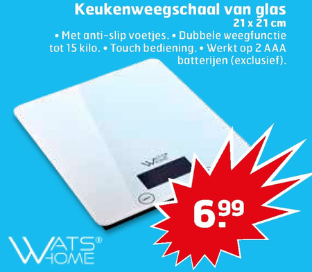 Watshome   keukenweegschaal folder aanbieding bij  Trekpleister - details