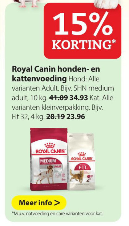 Royal Canin   hondenvoer, kattenvoer folder aanbieding bij  Pets Place - details