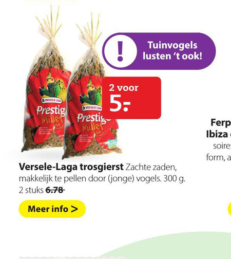 Versele-Laga   vogelvoer folder aanbieding bij  Pets Place - details