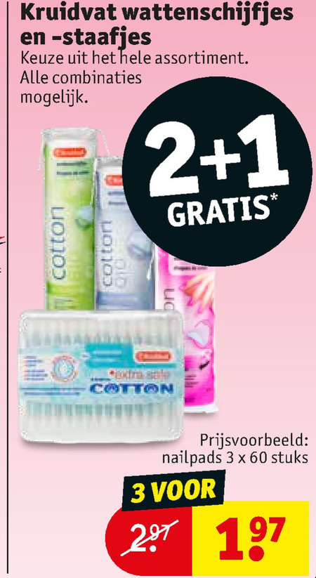 Kruidvat Huismerk   wattenschijfjes, wattenstaafjes folder aanbieding bij  Kruidvat - details