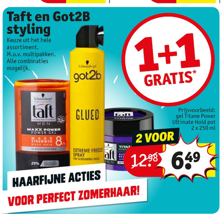 Taft   hairspray, haargel folder aanbieding bij  Kruidvat - details