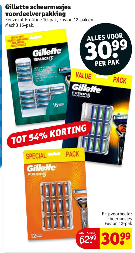 Gillette   scheermesjes folder aanbieding bij  Kruidvat - details