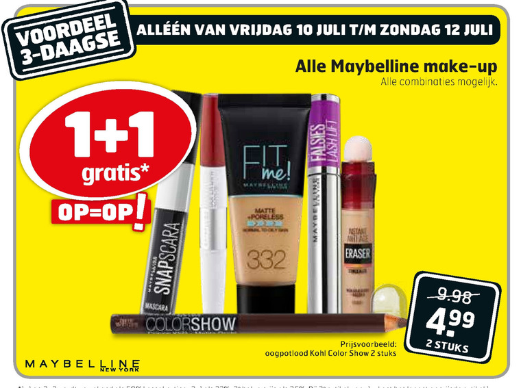 Maybelline   foundation, lipgloss folder aanbieding bij  Trekpleister - details