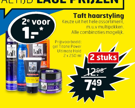 Taft   haargel, hairspray folder aanbieding bij  Trekpleister - details