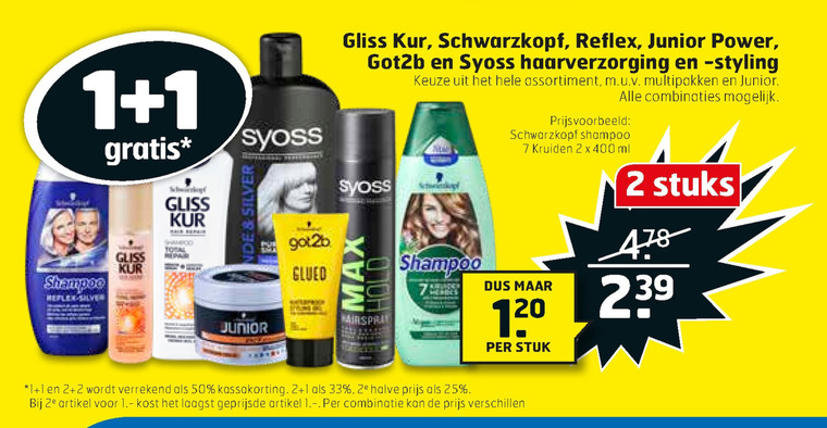 Syoss   shampoo folder aanbieding bij  Trekpleister - details