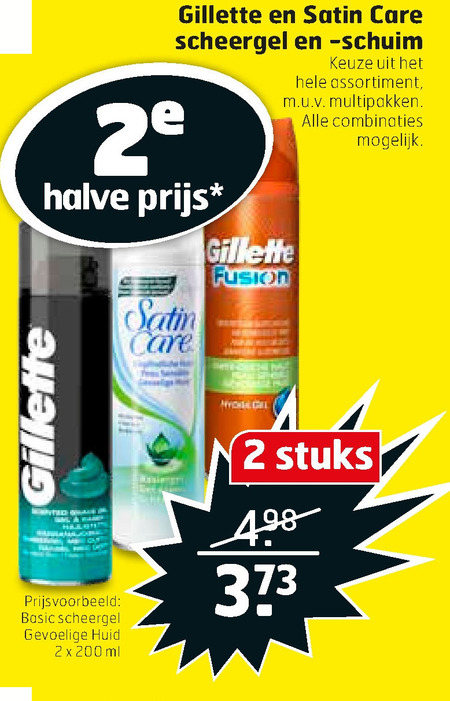 Gillette Satin Care   scheerschuim, scheergel folder aanbieding bij  Trekpleister - details