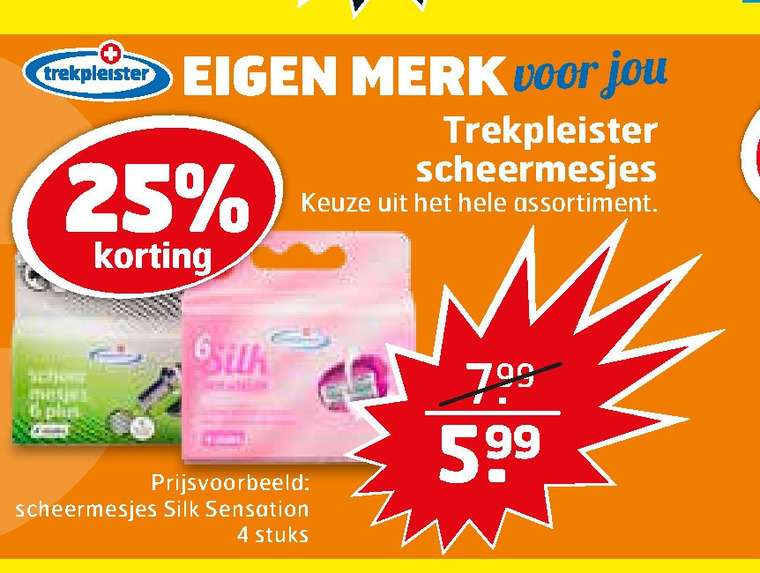 Trekpleister Huismerk   scheermesjes folder aanbieding bij  Trekpleister - details