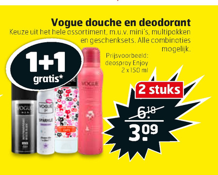 Vogue   deodorant, douchegel folder aanbieding bij  Trekpleister - details