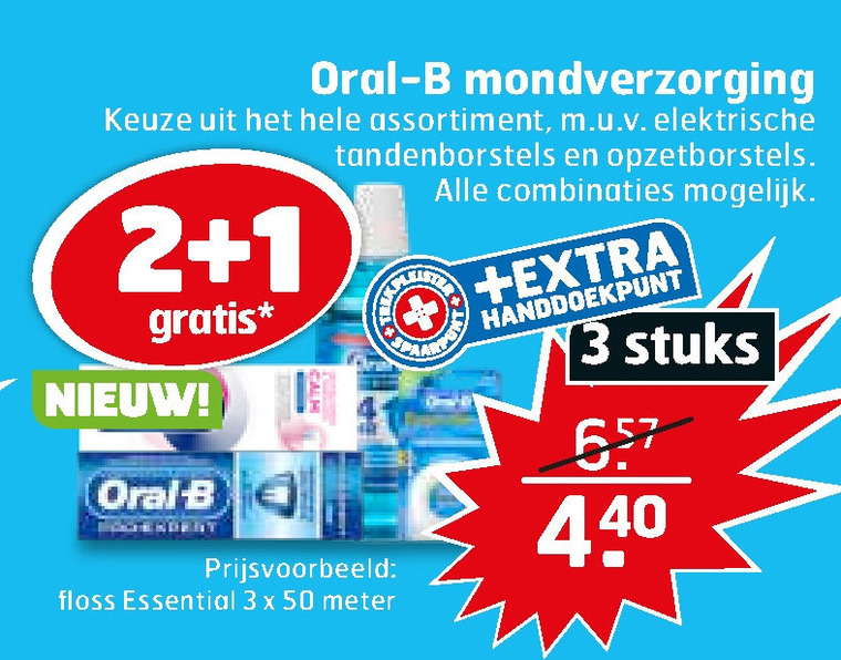 Oral-B   flosdraad, tandenborstel folder aanbieding bij  Trekpleister - details