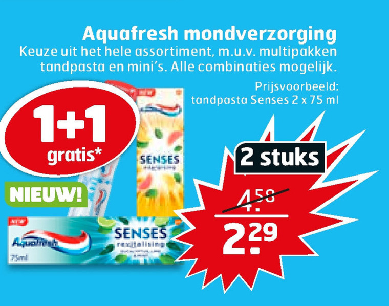 Aquafresh   tandenborstel, tandpasta folder aanbieding bij  Trekpleister - details