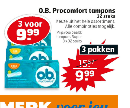 O.B.   tampons folder aanbieding bij  Trekpleister - details