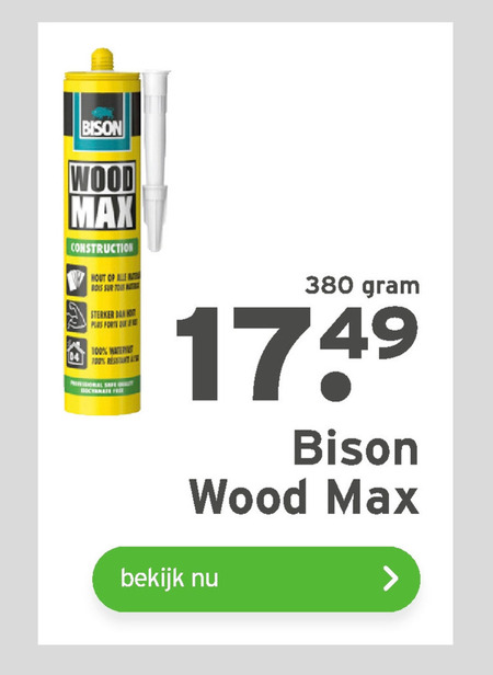 Bison   houtlijm folder aanbieding bij  Gamma - details