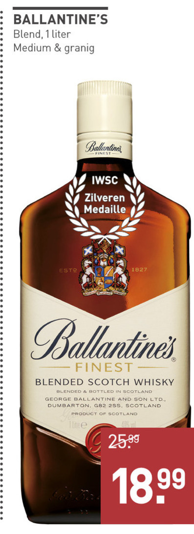 Ballantines   whisky folder aanbieding bij  Gall & Gall - details