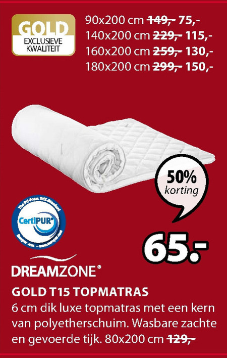 Dreamzone   matrastopper folder aanbieding bij  Jysk - details