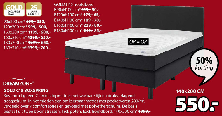 Dreamzone   boxspring folder aanbieding bij  Jysk - details