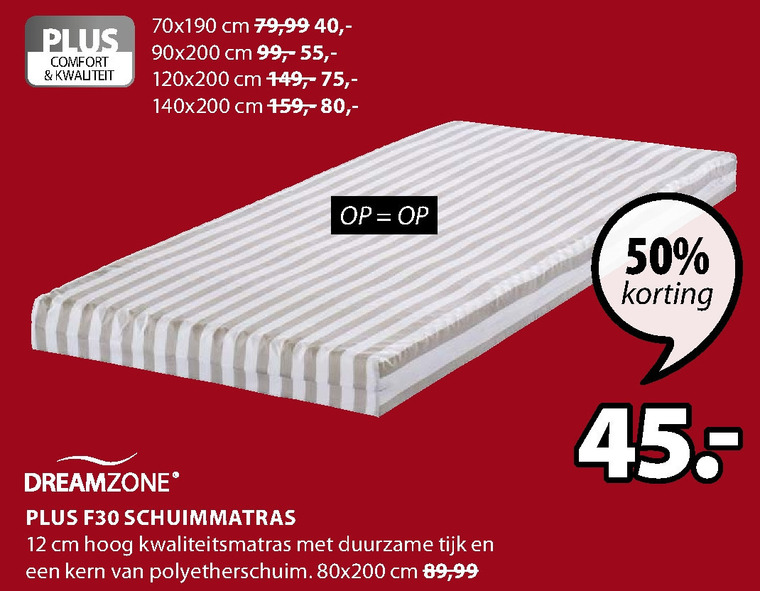 Dreamzone   matras folder aanbieding bij  Jysk - details